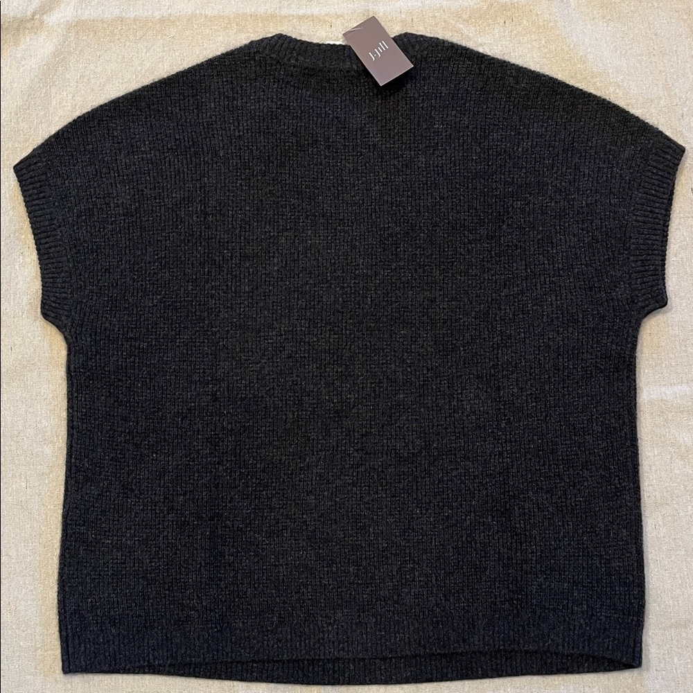 NWT J.Jill PJ Recycled Cashmere–Blend Sweater Vest - Dark Charcoal via Heather - Picture 3 of 8